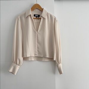 DKNY Women's Elegant Cream Blouse